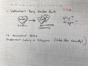 candy hearts concept sketch